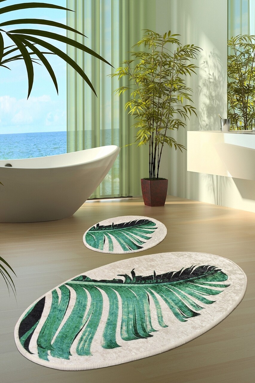 Set 2 covorase de baie Floret, Chilai, 50x60 cm/60x100 cm, multicolor - imagine 5
